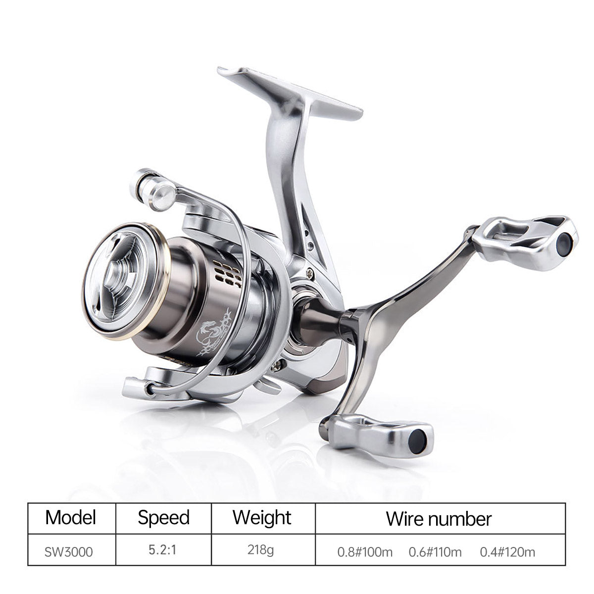 Double Handle Fishing Reel High-Speed Spinning Reel for Freshwater Saltwater - SW3000S