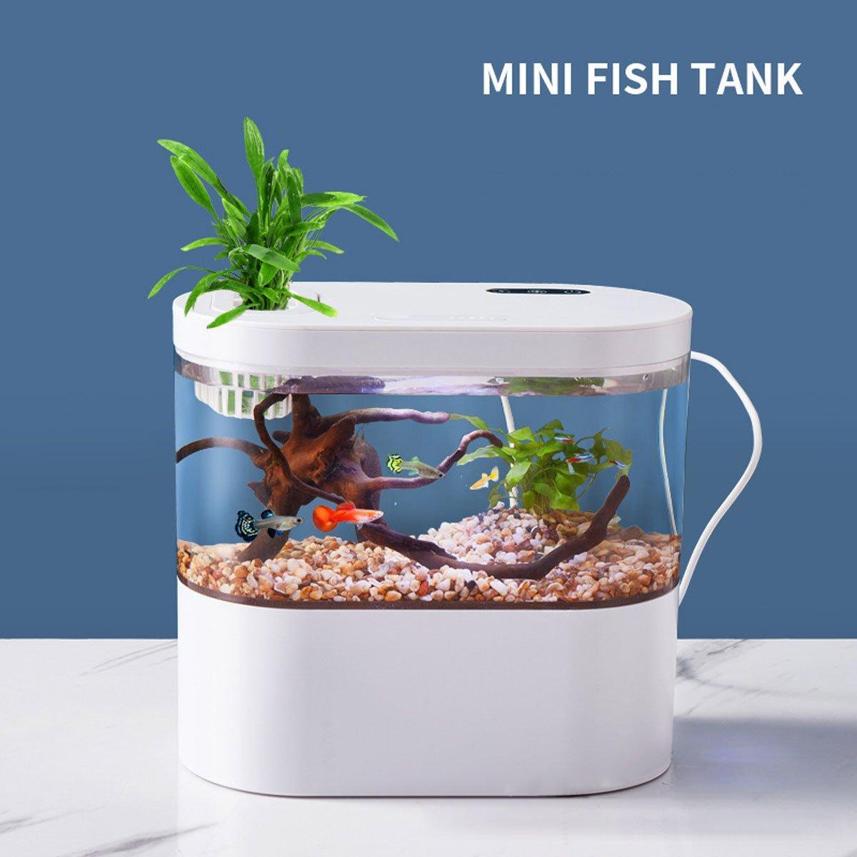Mini Self-Circulating Desktop Fish Tank Eco-Friendly Creative Aquarium for Home - Blue
