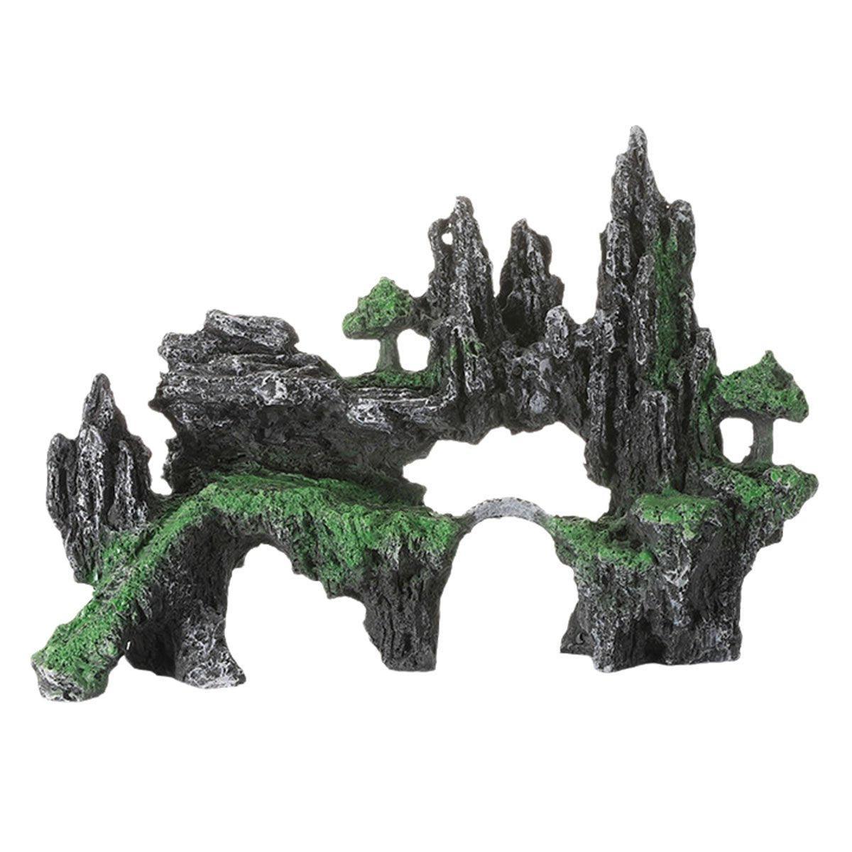 Aquarium Decoration Rock Cave Stone Ornament Fish Tank Mountain View Decor