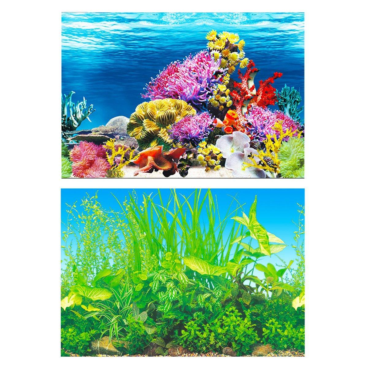 Aquarium Background Fish Tank Wallpaper Double Sided Decoration Sticker Paper - A-50cmx102cm