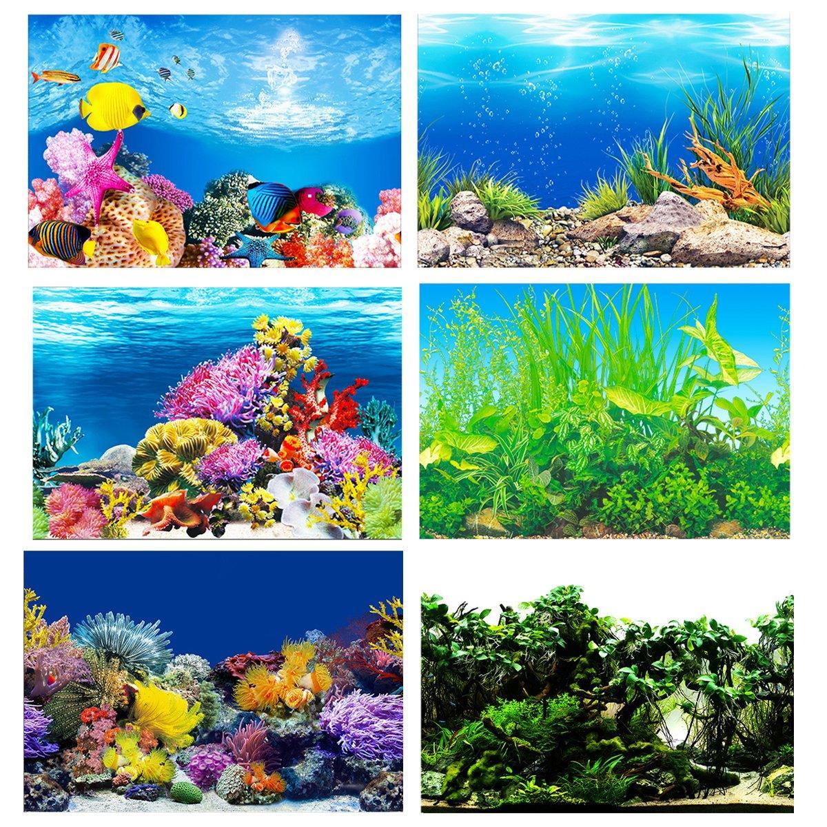 Aquarium Background Fish Tank Wallpaper Double Sided Decoration Sticker Paper - H-40cmx62cm