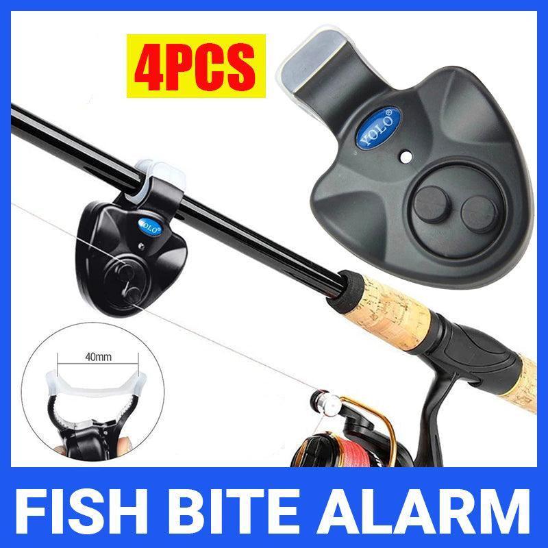 4Pcs Electronic Fish Bite Sound Alarm Led Light Alert Bell Clip-On Fishing Rod
