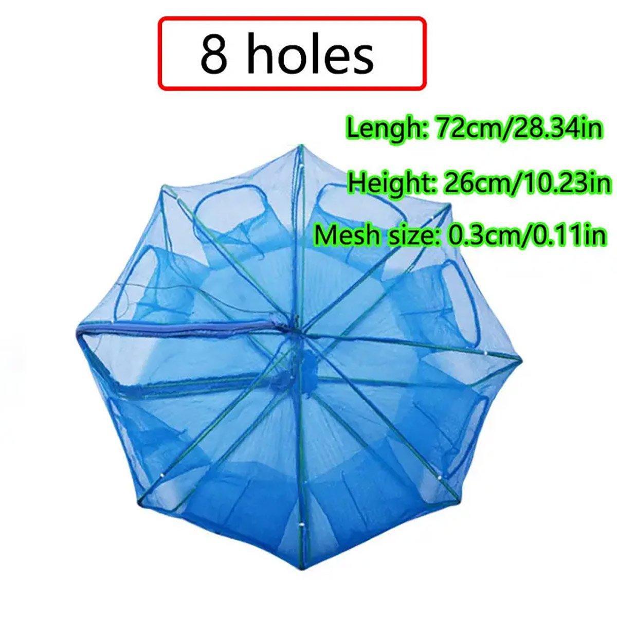 6/8/10 Holes Fishing Net Small Foldable Square Folding Shrimp Eel Lobster Trap - 8Holes
