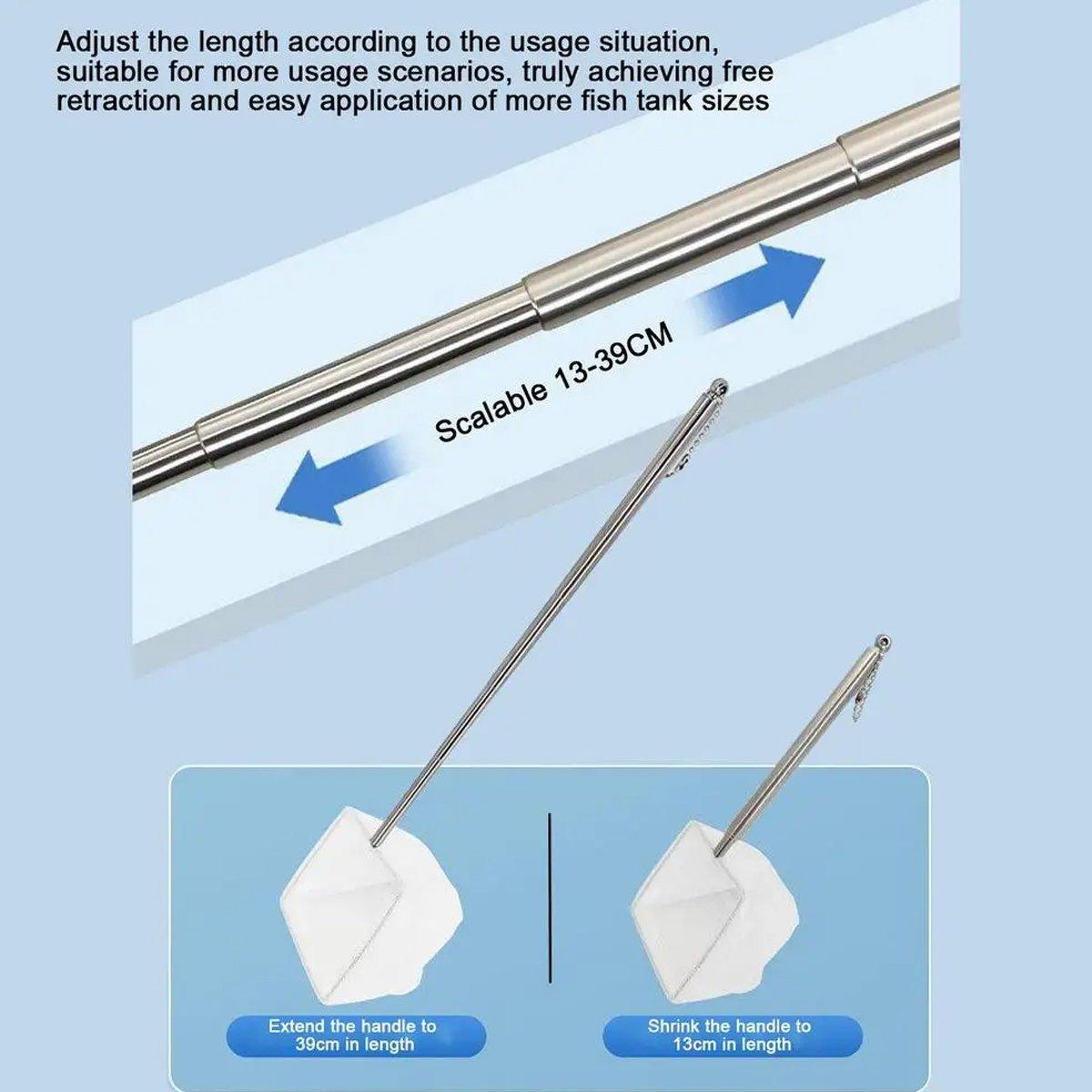 Retractable Fish Net for Fish Tank Pocket Fishing Net with Handle Aquarium Tools - Square-L