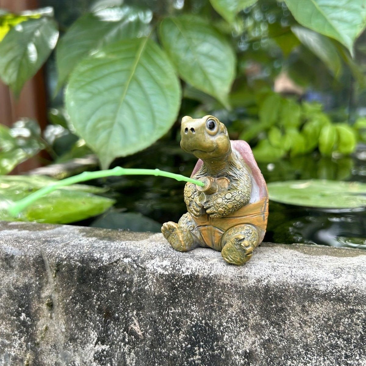 1-Piece Fishing Turtle Garden Ornament