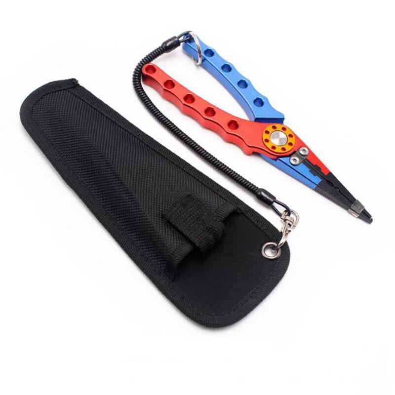 Aluminium Fishing Pliers Hook Removal Line Cutting Mono Braid Fish Grip Au Stock - Blue+Silver