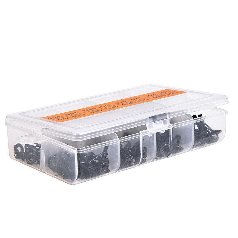 80 Fishing Rod Guide Set Tackle Tips Repair Kits Ring 8 Size Stainless Steel Box