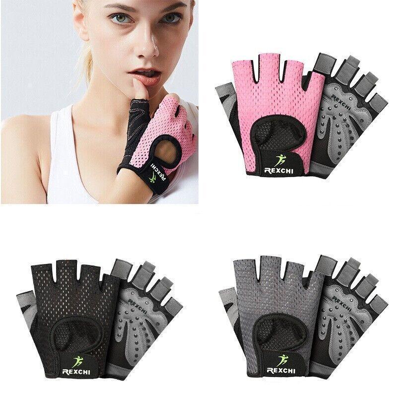 M Size Women Fitness Gym Training Gloves Half Finger Gel Weight Lifting Workout Gloves - Grey