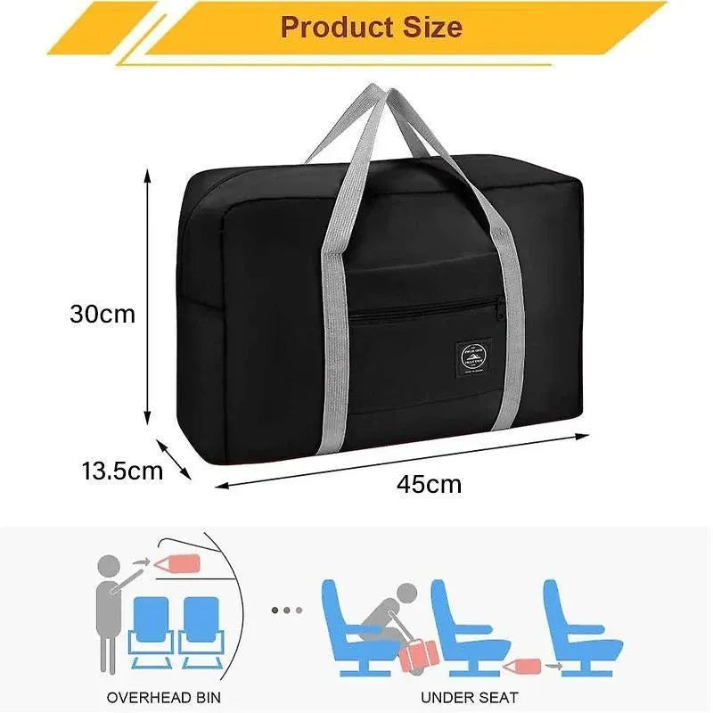 Foldable Large Capacity Travel Duffel Bags Oxford Handbag Waterproof Swim Gym - Navy