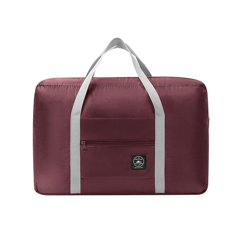 Foldable Large Capacity Travel Duffel Bags Oxford Handbag Waterproof Swim Gym - Wine Red