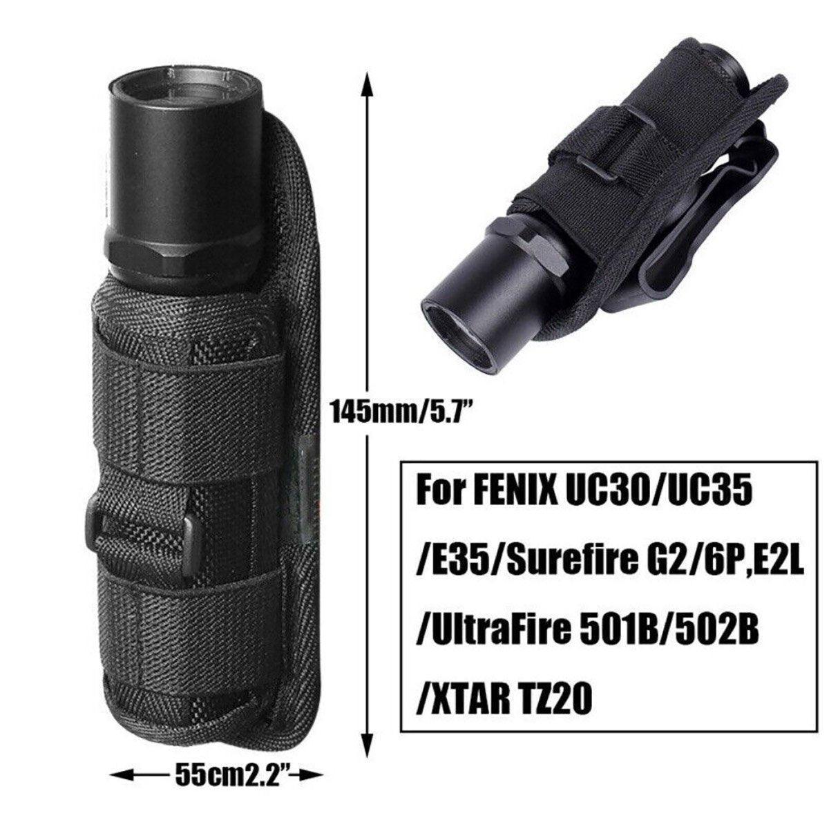 Portable Outdoor Military Flashlight Bag Pouch Tactical Case Holster Belt Holder - Black