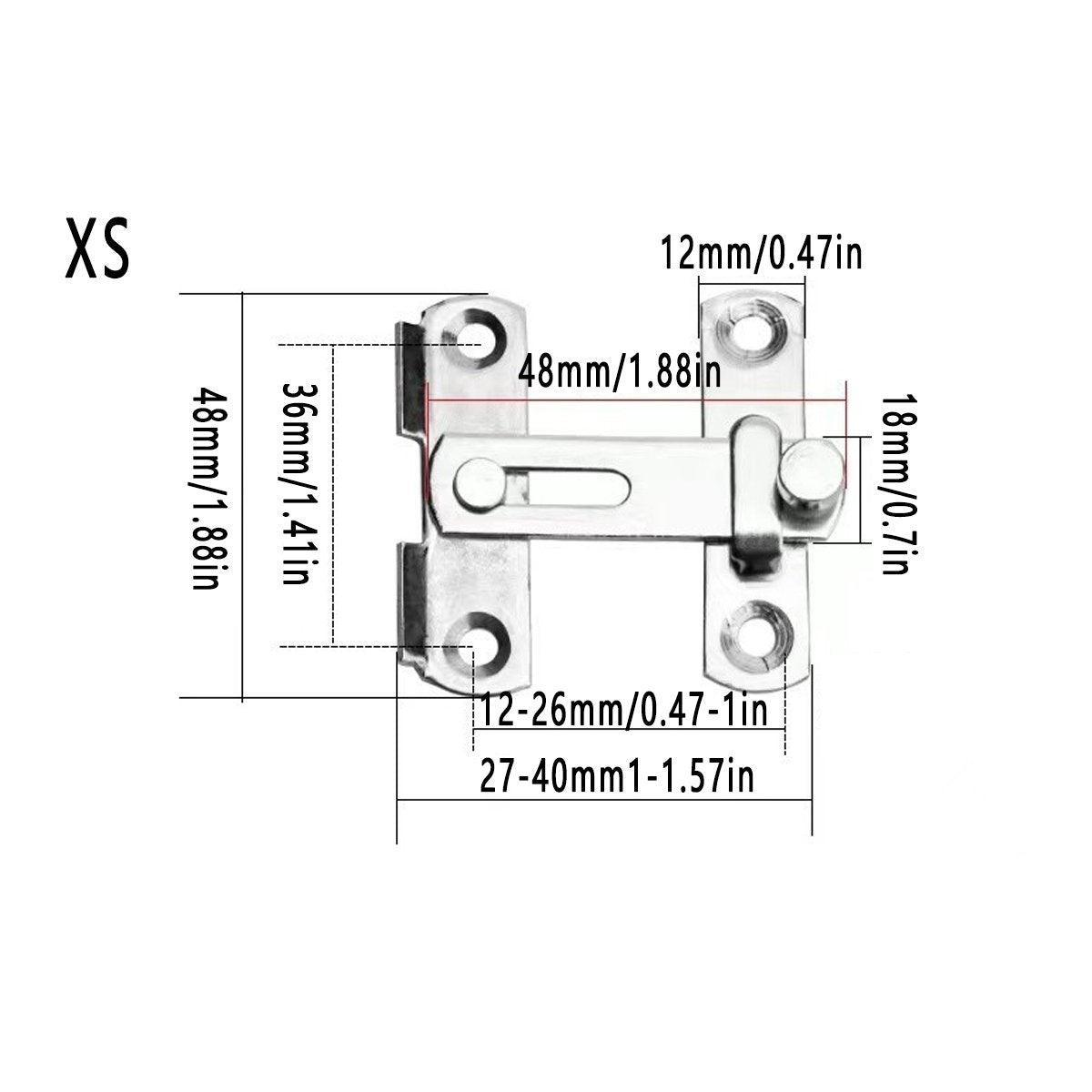 2 Sets 90 Degree Sliding Door Latch Lock Catch Kit for Home Use - Flat-Black-L