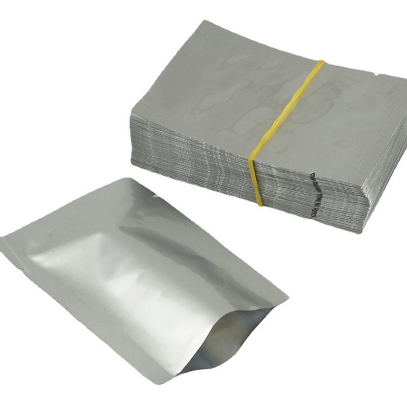 Silver Open Top Aluminum Foil Packaging Bags Heat Seal Vacuum Food Pouches - 20X30CM