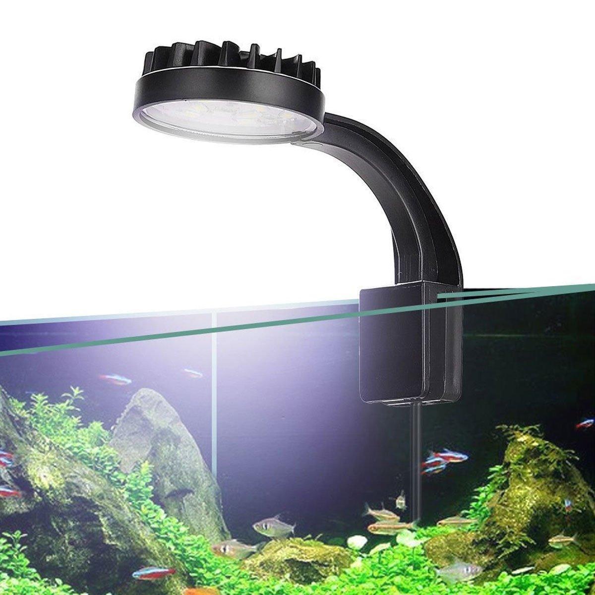 Small LED Fishbowl Aquarium Light Clip On Aquarium Plant Lighting Fish Tank Lamp - Black