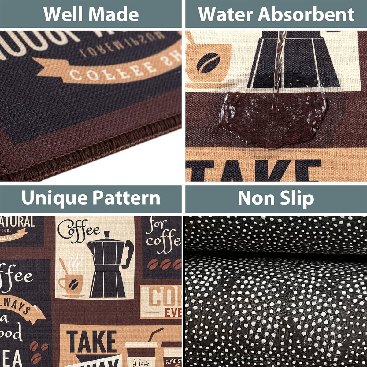 Printed Non Slip Door Floor Rug Mat Kitchen Bathroom Carpet Mat Water Absorbent