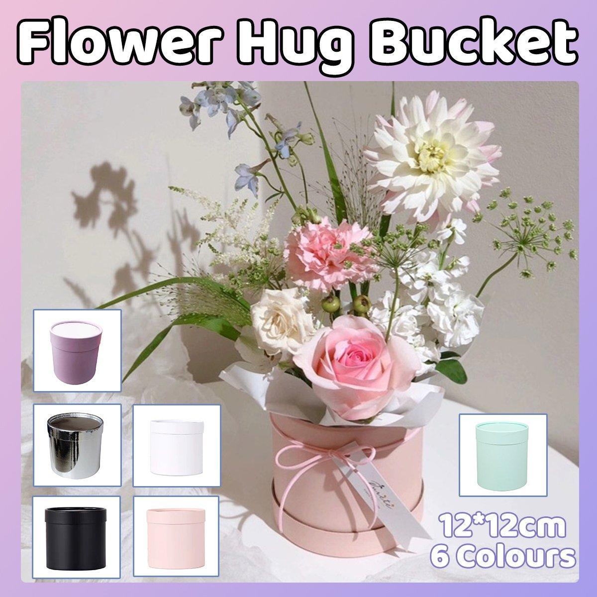 10pcs Clear Round Hug Bucket for Flower Arrangement Bouquet Packaging Supplies - Flower-Bucket-10pcs-Purple