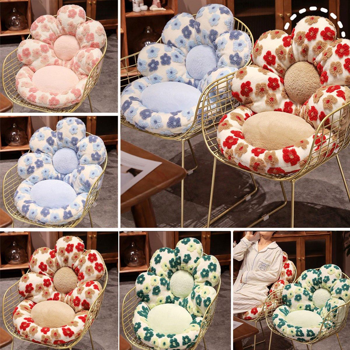 Cute Soft Seat Cushion Flower Shaped Lazy Sofa Pad for Office Chairs and Home Use - Green