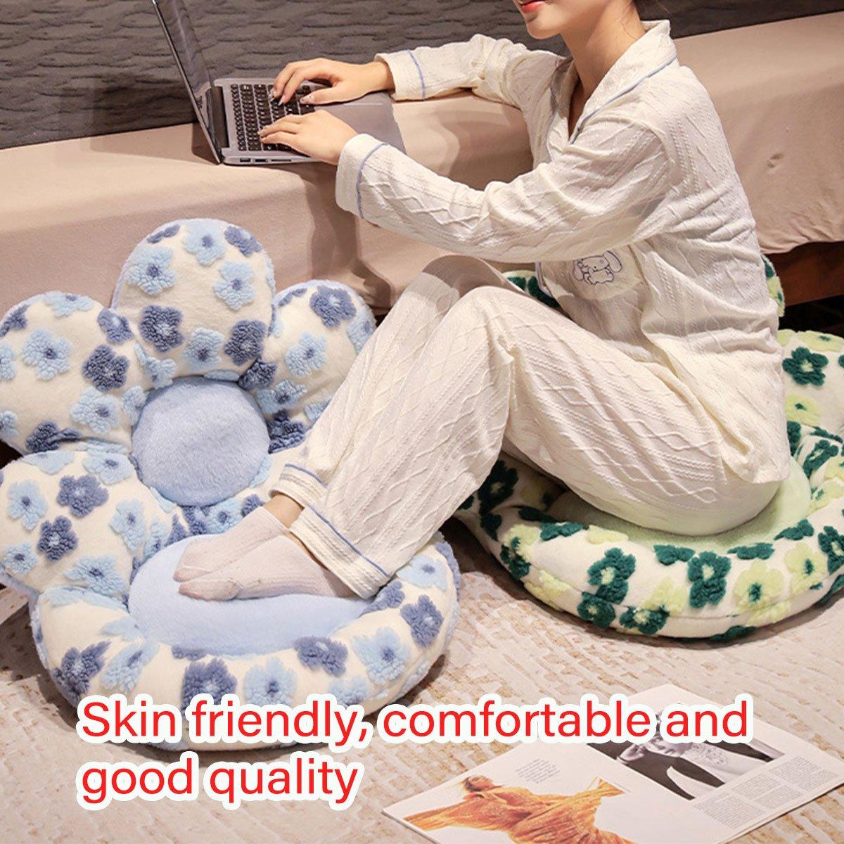 Cute Soft Seat Cushion Flower Shaped Lazy Sofa Pad for Office Chairs and Home Use - Green
