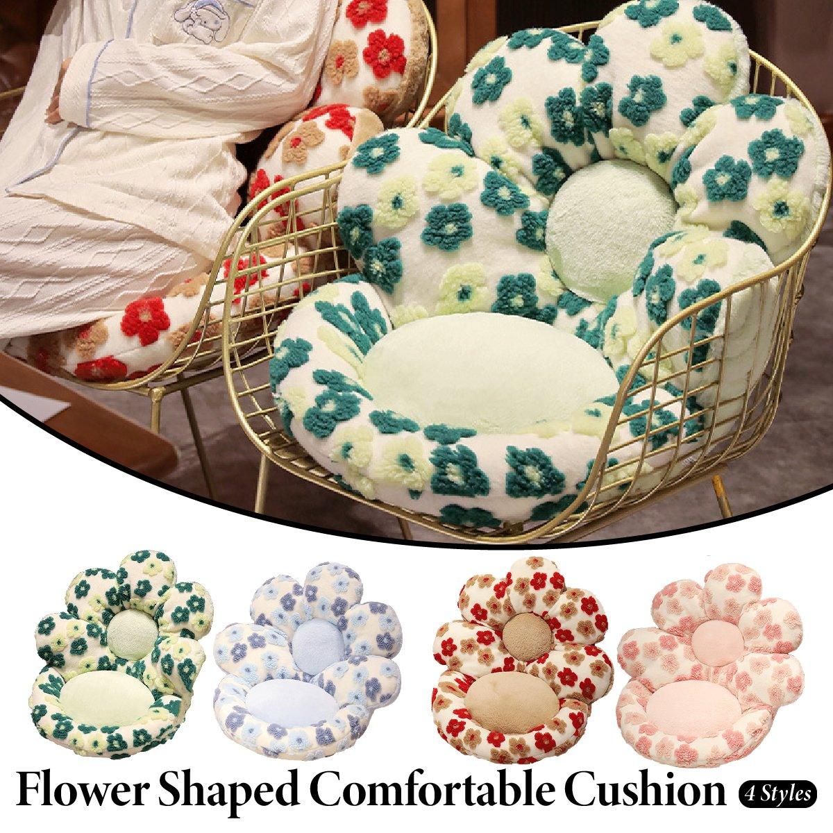 Cute Soft Seat Cushion Flower Shaped Lazy Sofa Pad for Office Chairs and Home Use - Red