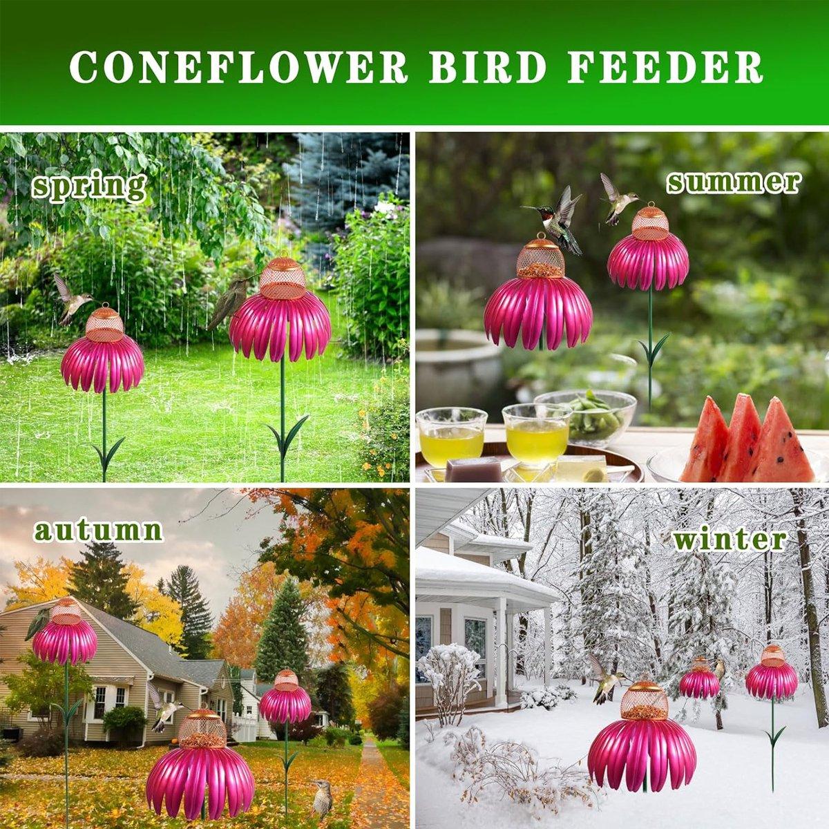 Decorative Metal Flower Garden Bird Feeder Outdoor Hanging Birdseed Feeder