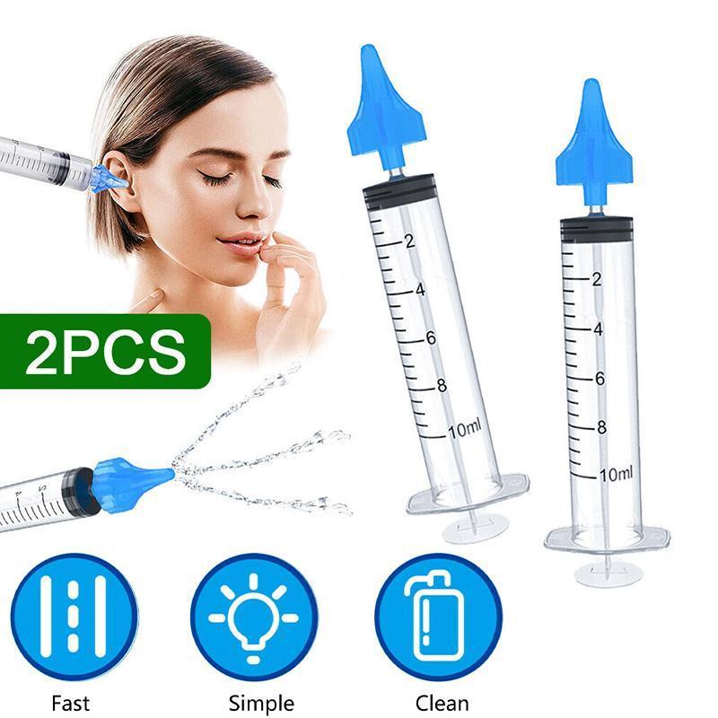 2PCS Ear Cleaning Irrigation Kit Safe Water Flushing Ear Wax Removal Syringe