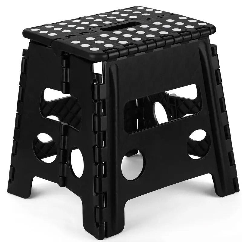 Portable Folding Plastic Stool Lightweight Collapsible Chair for Outdoor Travel - Blue