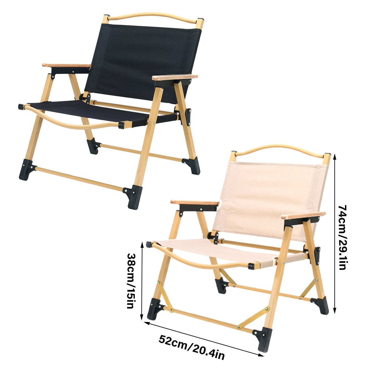 Outdoor Folding Chair Portable Camping Seat Compact Foldable Chair for Picnic - Black