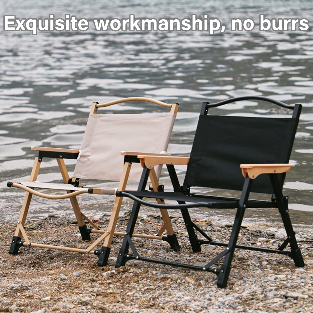 Outdoor Folding Chair Portable Camping Seat Compact Foldable Chair for Picnic - Black