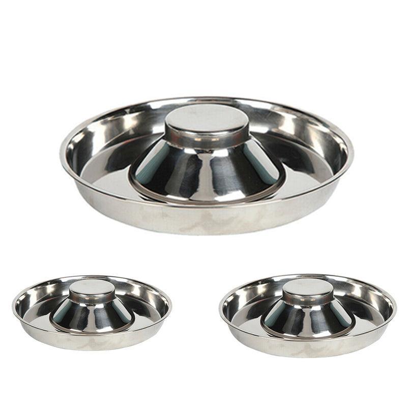 Stainless Steel Pet Bowl Slow Feeder Dish Puppy Dog Cat Food Feeding Weaning Bowl - S
