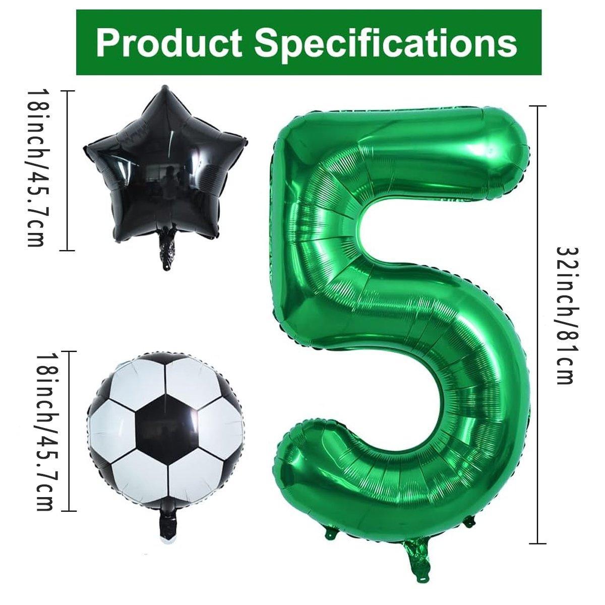 32 Inch Green Soccer Balloons 5 Pieces Set World Cup Birthday Party Decoration - 4