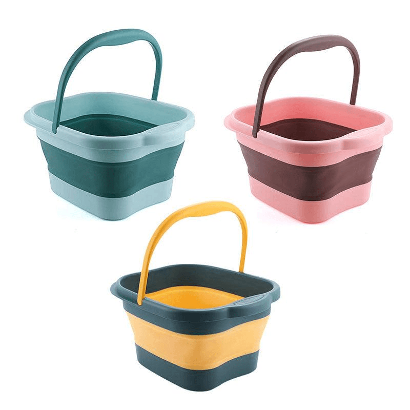 Folding Foot Spa Pedicure Bath Massage Tub Bucket Feet Basin Therapy Luxury - Blue