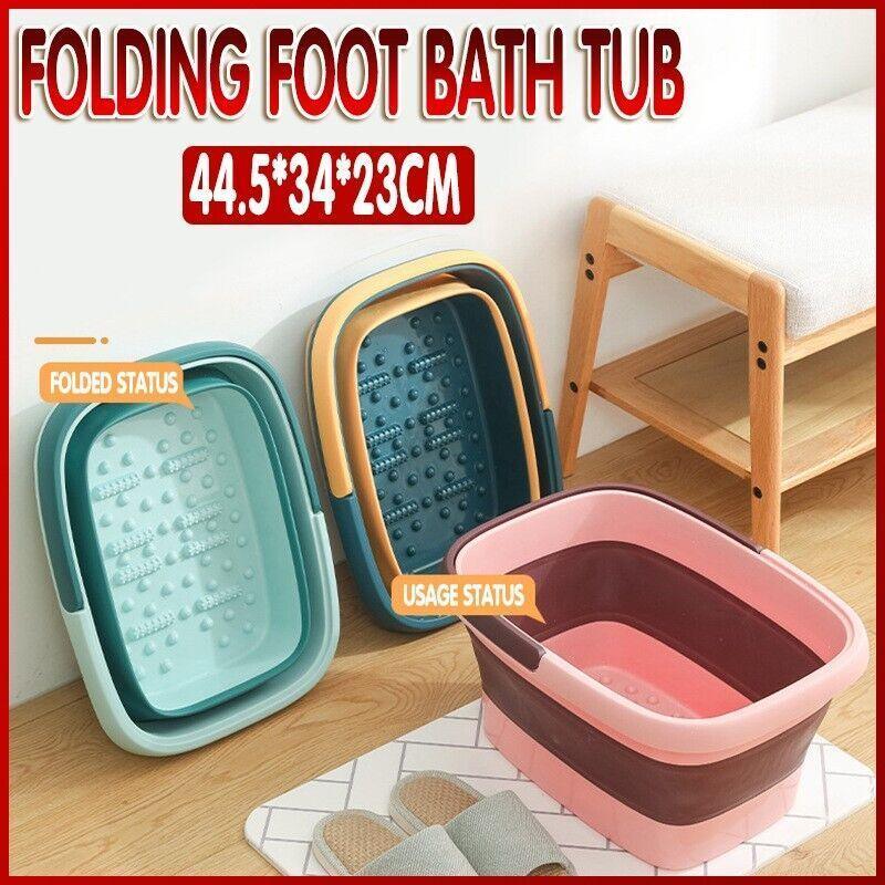 Folding Foot Spa Pedicure Bath Massage Tub Bucket Feet Basin Therapy Luxury - Pink