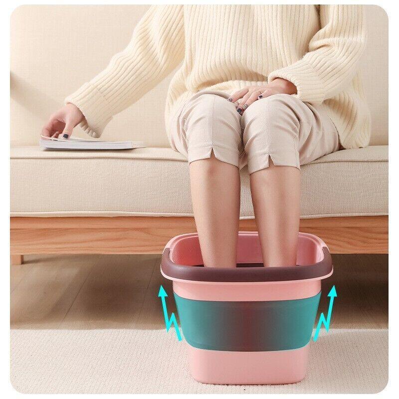 Folding Foot Spa Pedicure Bath Massage Tub Bucket Feet Basin Therapy Luxury - Pink