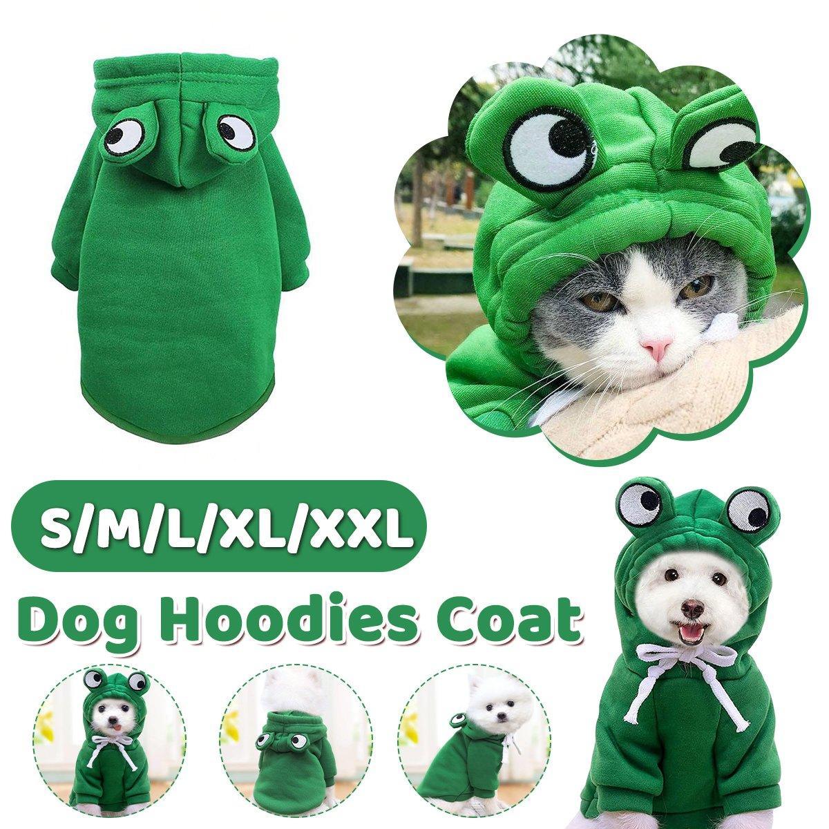 Warm Hooded Cartoon Frog Pet Clothes for Dogs and Cats Autumn Winter Vest - XXL