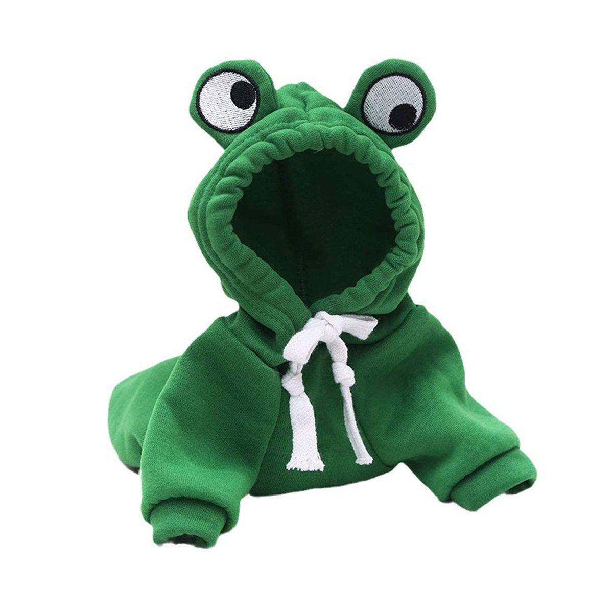 Warm Hooded Cartoon Frog Pet Clothes for Dogs and Cats Autumn Winter Vest - XXL