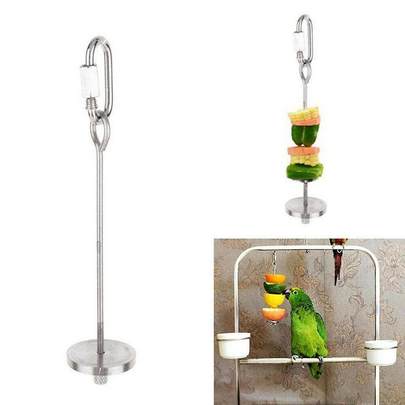 Pet Stainless Steel Bird Parrot Cage Skewer Food Meat Stick Spear Fruit Holder - 20CM