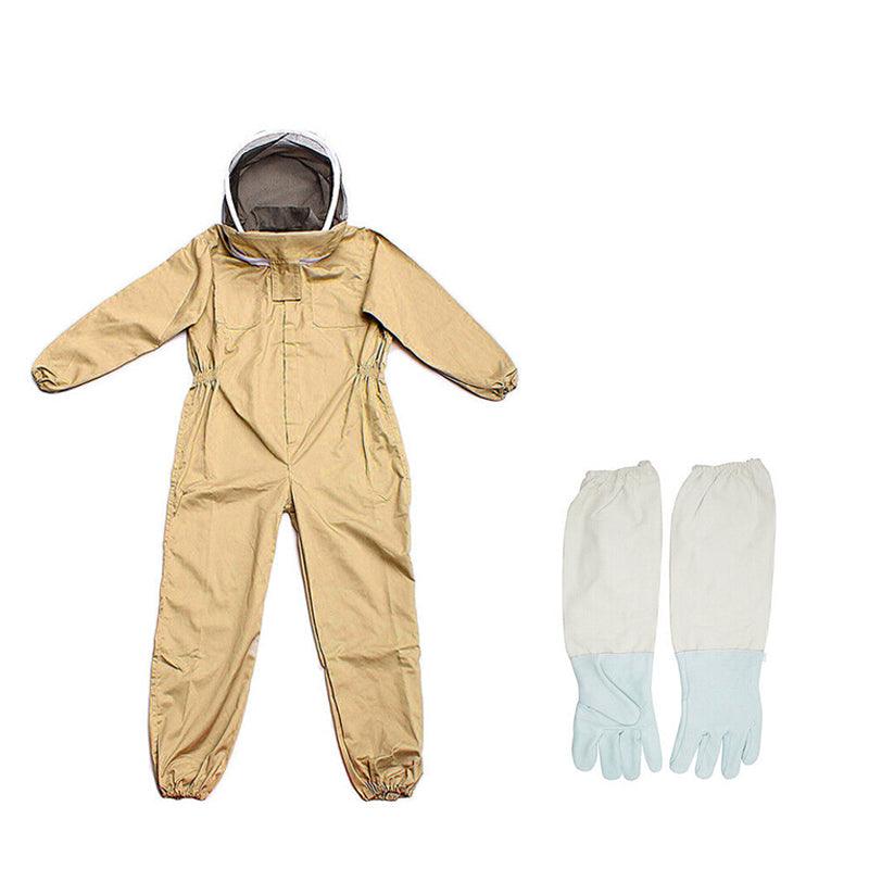 Full Beekeeping Suit Bee Suit Heavy Duty Leather Ventilated Keeping Gloves - L (with Gloves)