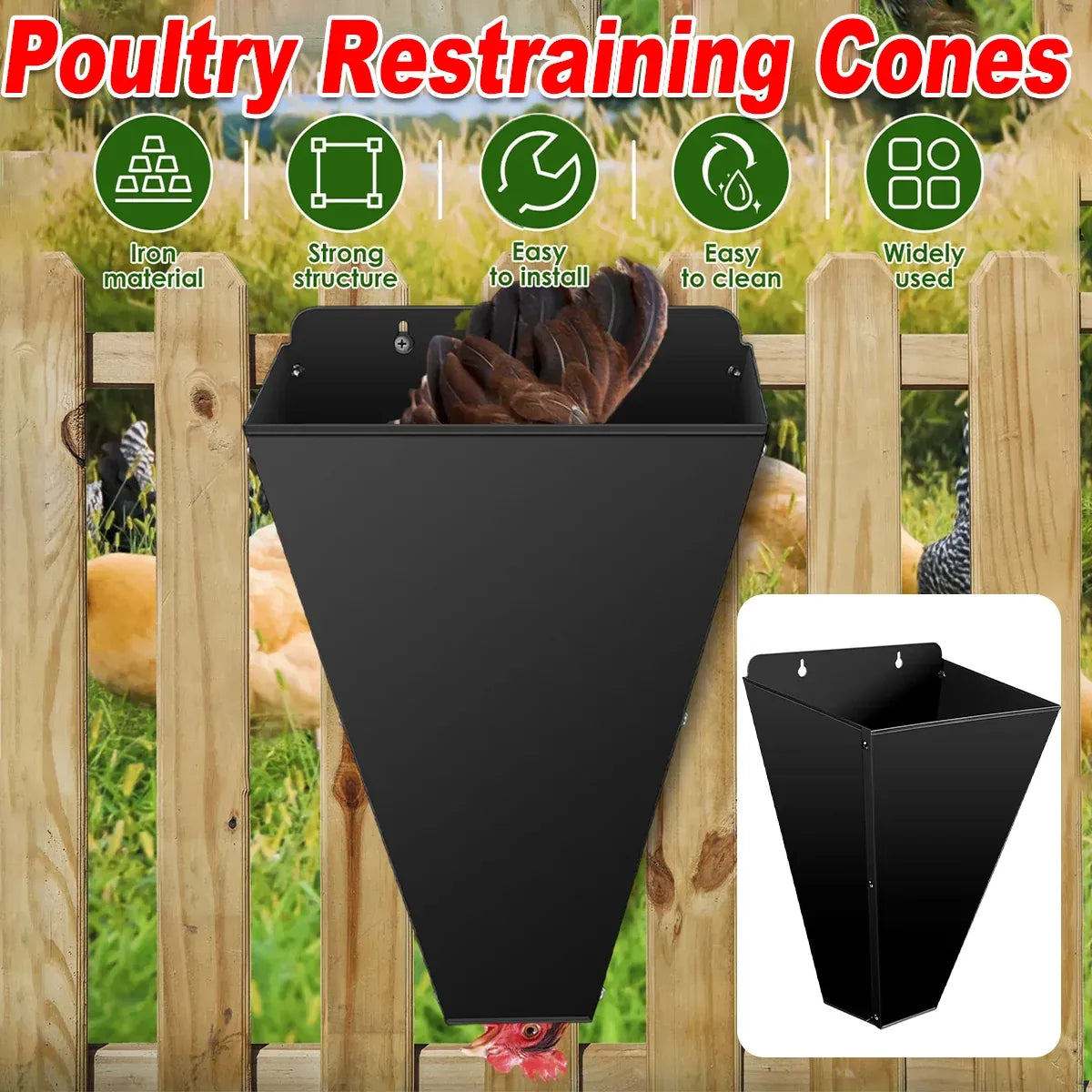 Metal Poultry Restraint Cone Flat Back Funnel Cone for Chicken Duck Goose