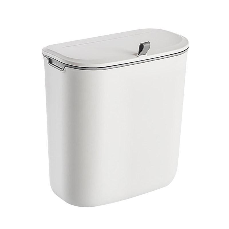 Wall Mounted Hanging Wastebasket with Sliding Lid for Kitchen and Bathroom Use - 9L