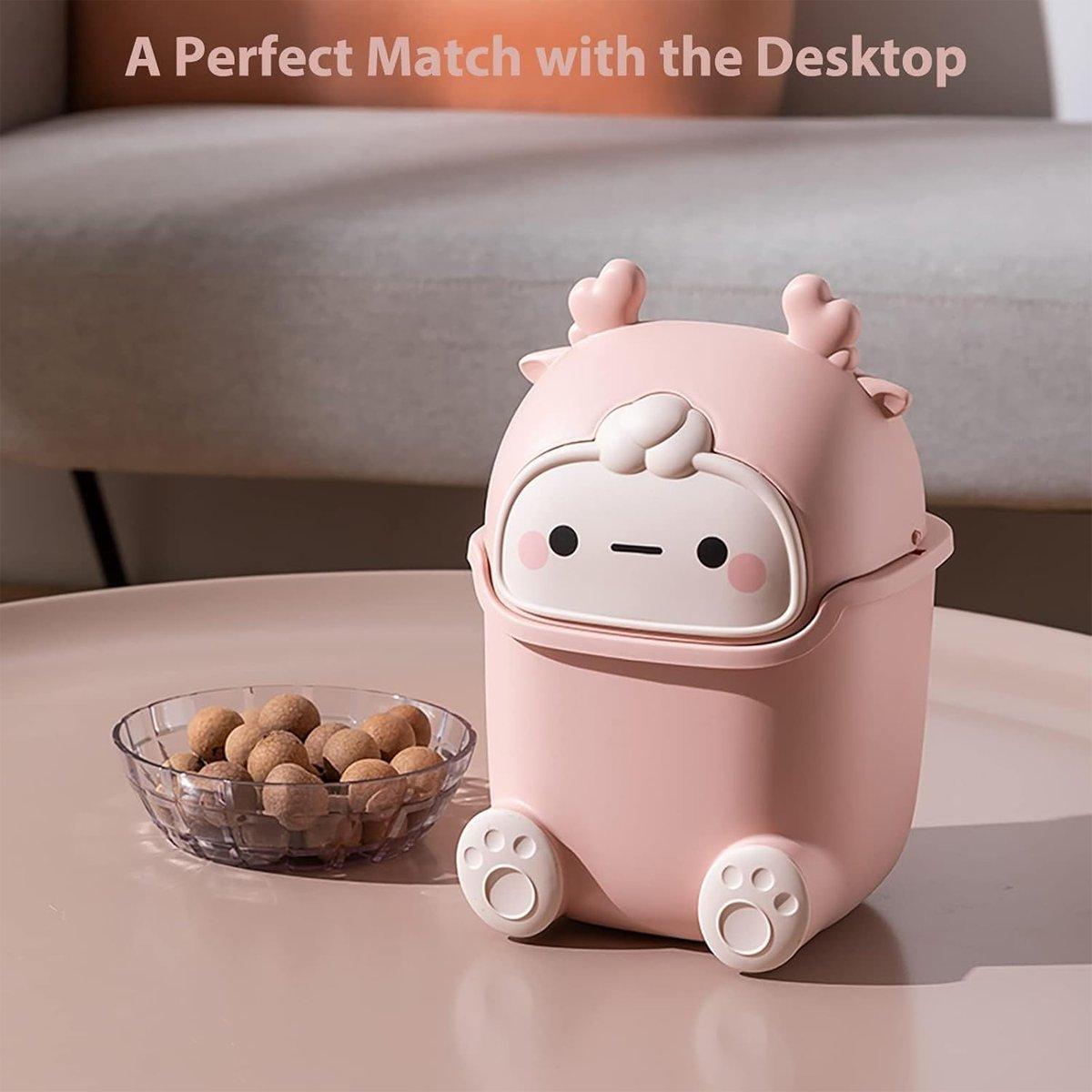 Mini Monster Trash Can Desktop Flip Top Garbage Bin Small Plastic Waste Basket - Light Blue