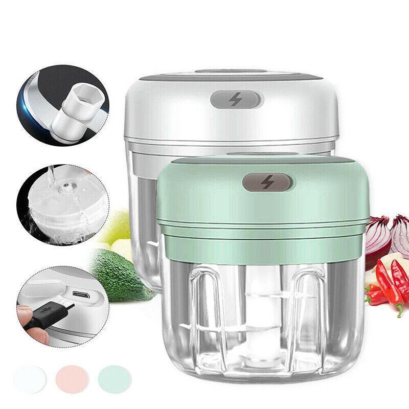 250Ml Usb Rechargeable Mini Food Garlic Grinder Electric Garlic Chopper Cordless - Pink