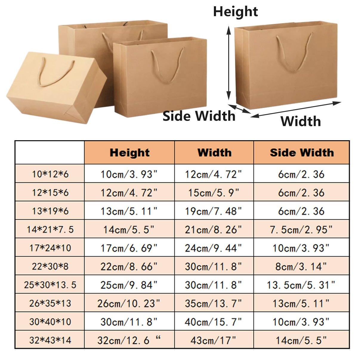 25pcs Paper Gift Bags Handbag Kraft Paper BagsParty Favors Wedding Packaging - 14x21x7.5cm