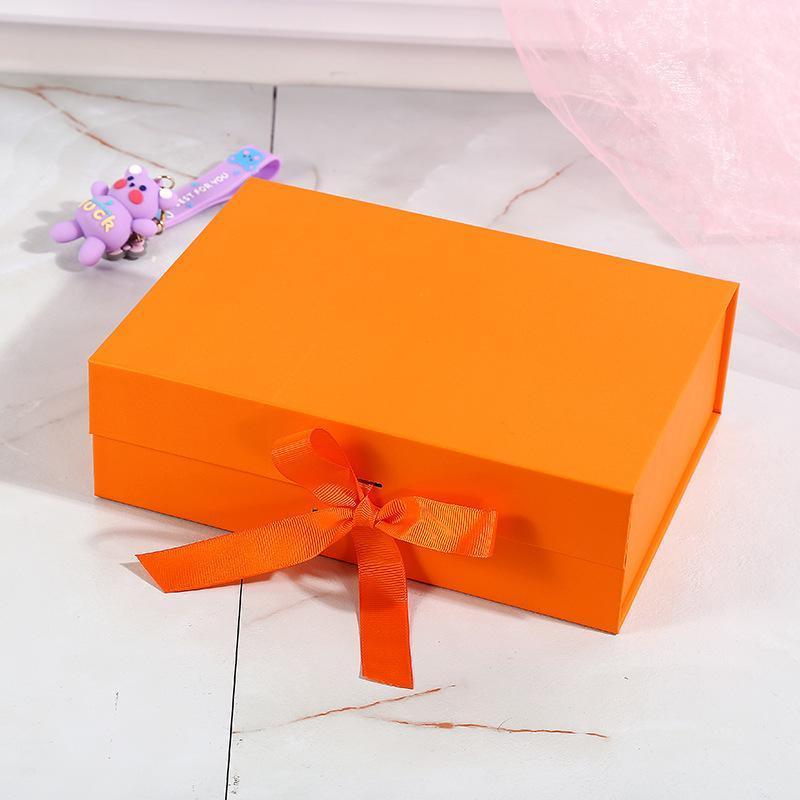 5X Medium Premium Gift Boxes with Ribbon Multi-Color Hamper Packaging Set - Orange