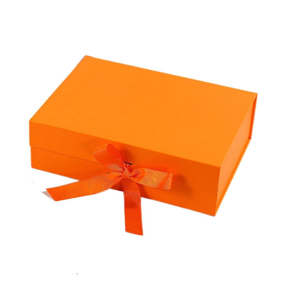 5X Medium Premium Gift Boxes with Ribbon Multi-Color Hamper Packaging Set - Orange