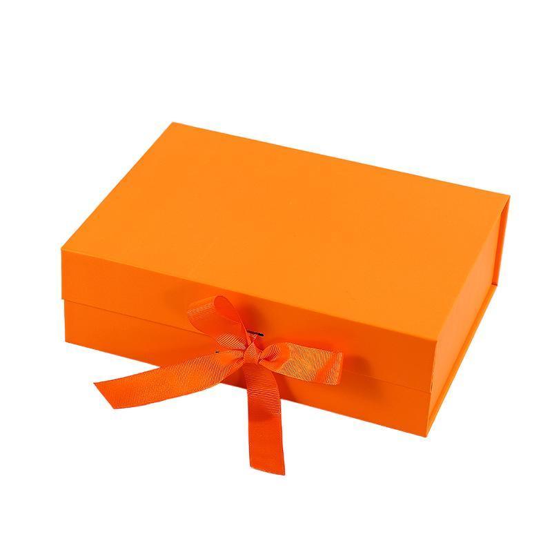 Elegant Ribbon Flip Folding Gift Boxes Multiple Colors High-Quality Cardboard - White