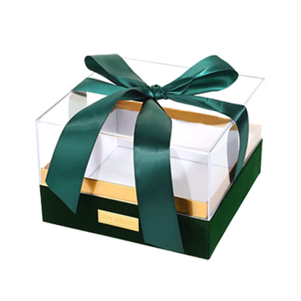 Acrylic Gift Box Clear Souvenir Display Case Bow Storage Container for Packaging - Blue - L