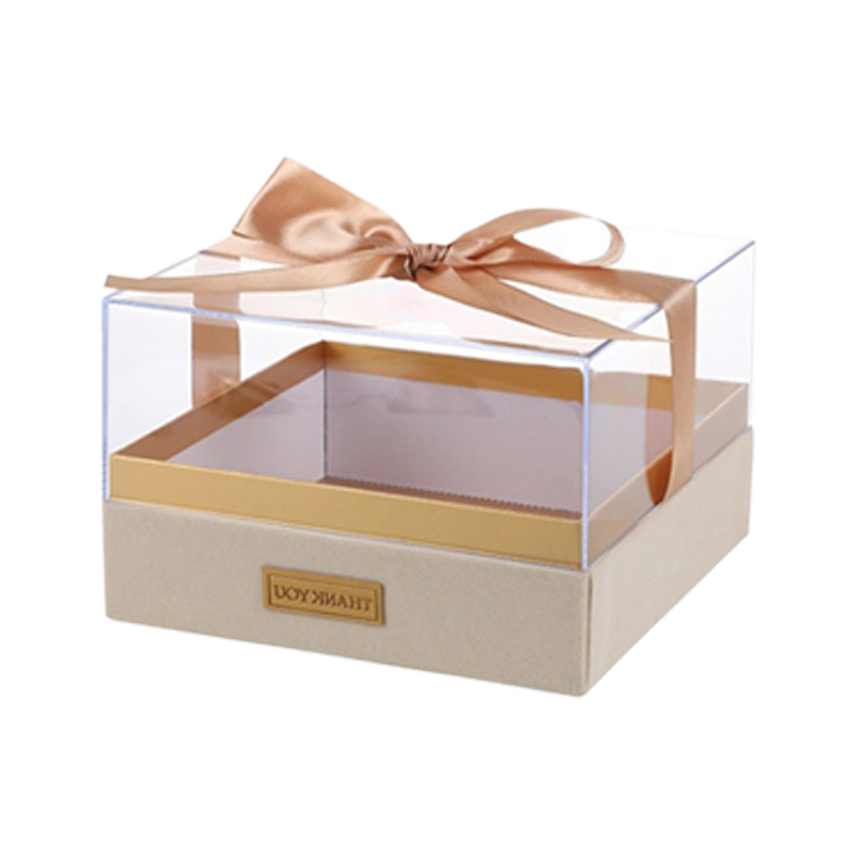 Acrylic Gift Box Clear Souvenir Display Case Bow Storage Container for Packaging - Red - M
