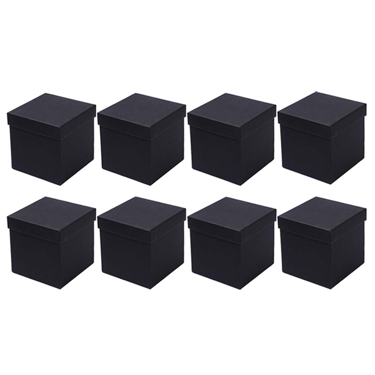 Square Gift Boxes 8pcs Empty Packaging Boxes for Favour Party Wedding Storage - Black-20x16.5cm