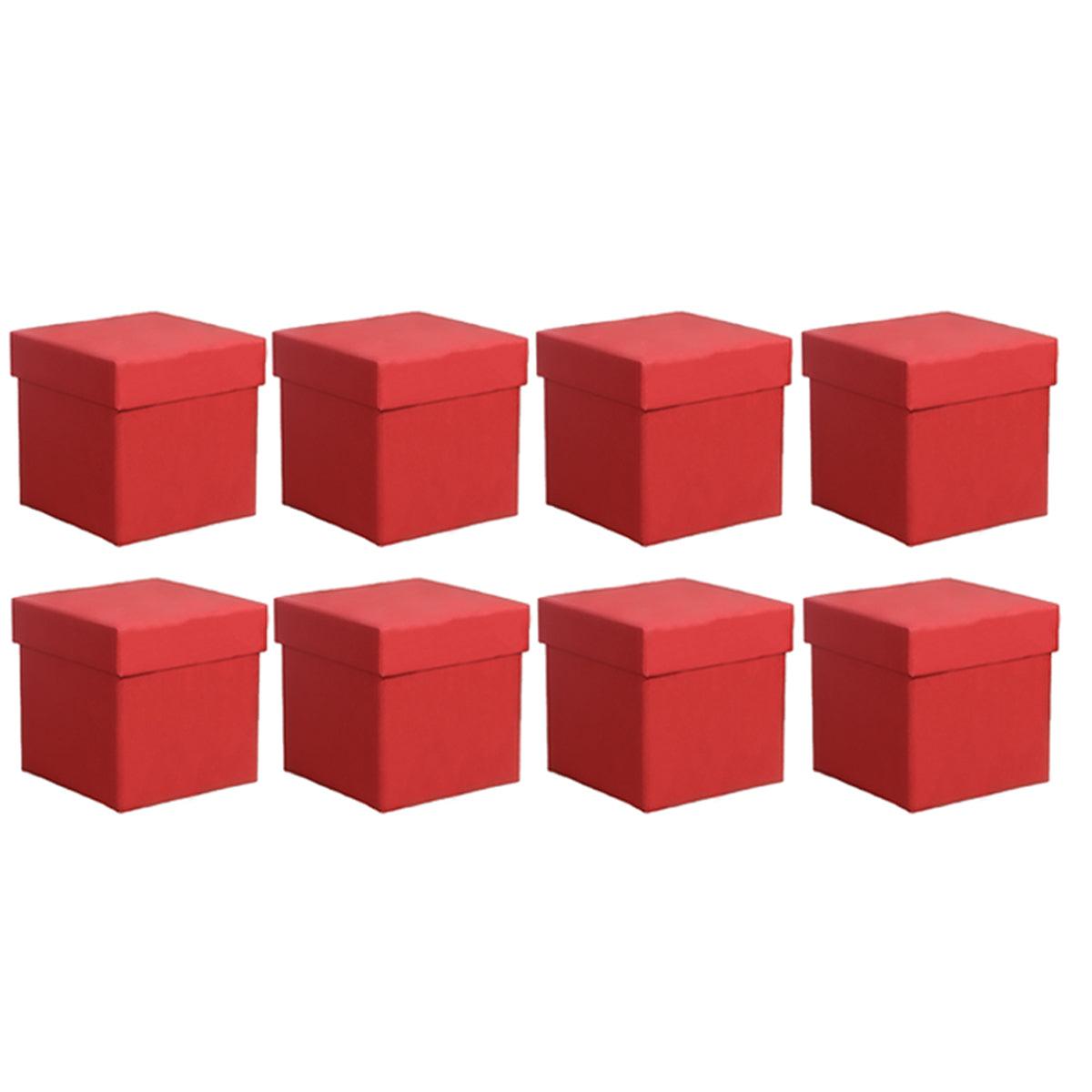 Square Gift Boxes 8pcs Empty Packaging Boxes for Favour Party Wedding Storage - Red-20x16.5cm