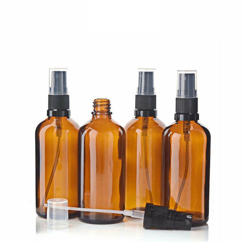 30-100Ml Amber Glass Essential Oil Spray Roller Bottles Mist Sprayer Containers - Upgrade 100 ML 5PCS